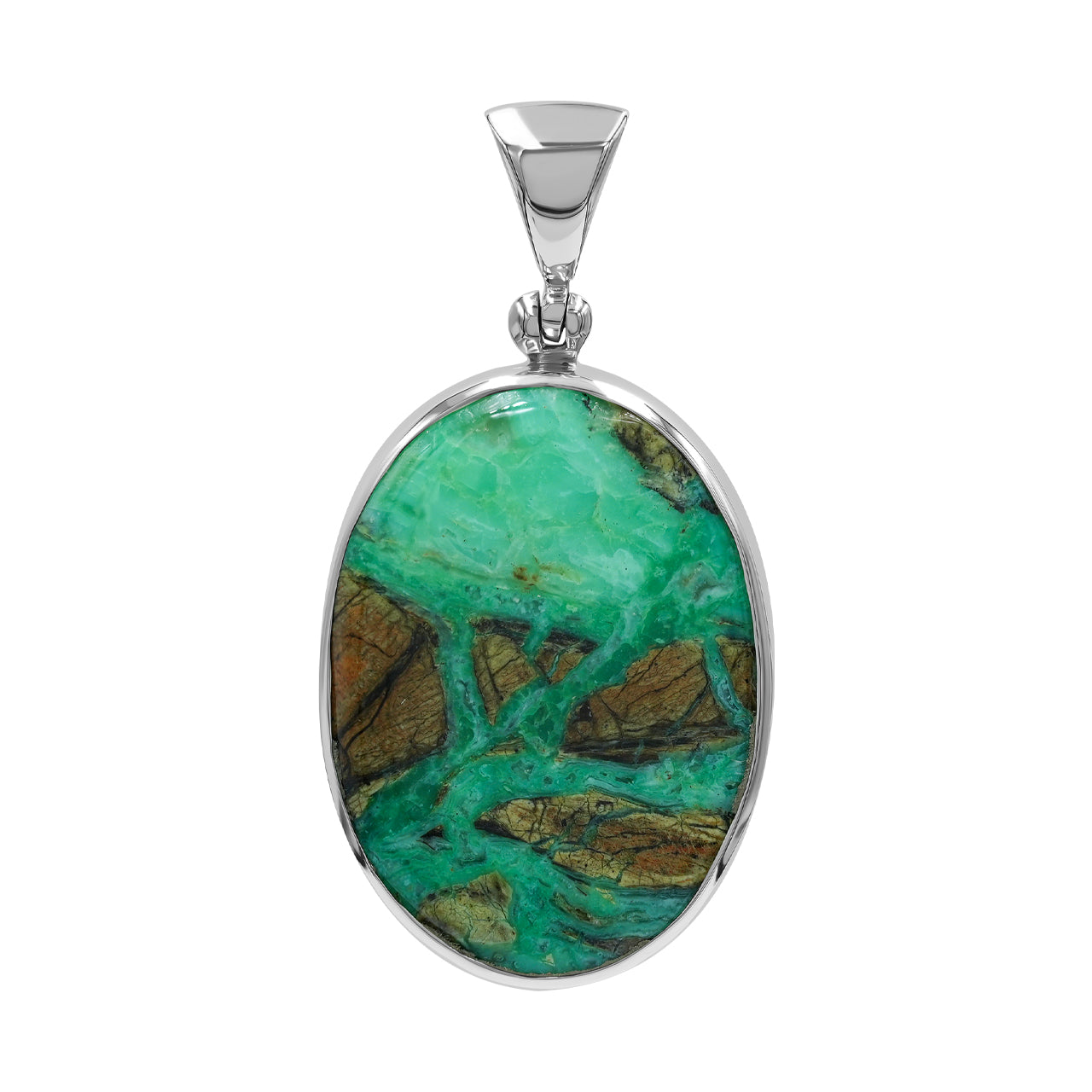 Starborn Smithsonite Oval Pendant in Fine Sterling Silver