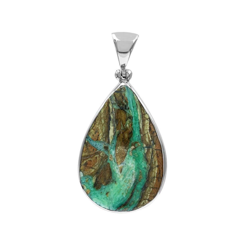 Starborn Smithsonite Pear Pendant in Fine Sterling Silver