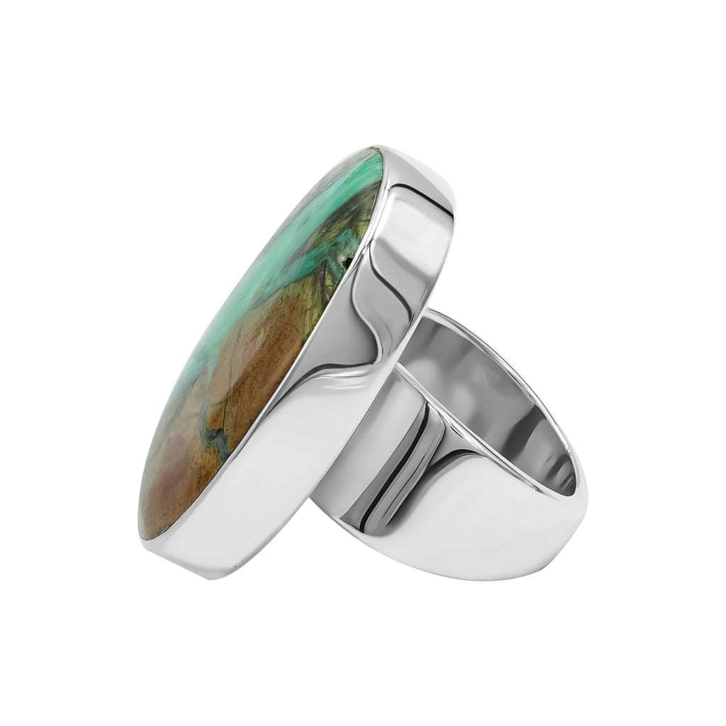 Starborn Smithsonite Oval Ring in Fine Sterling Silver