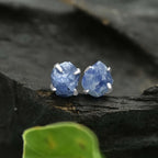 Starborn Rough Sapphire Post Earrings in Sterling Silver