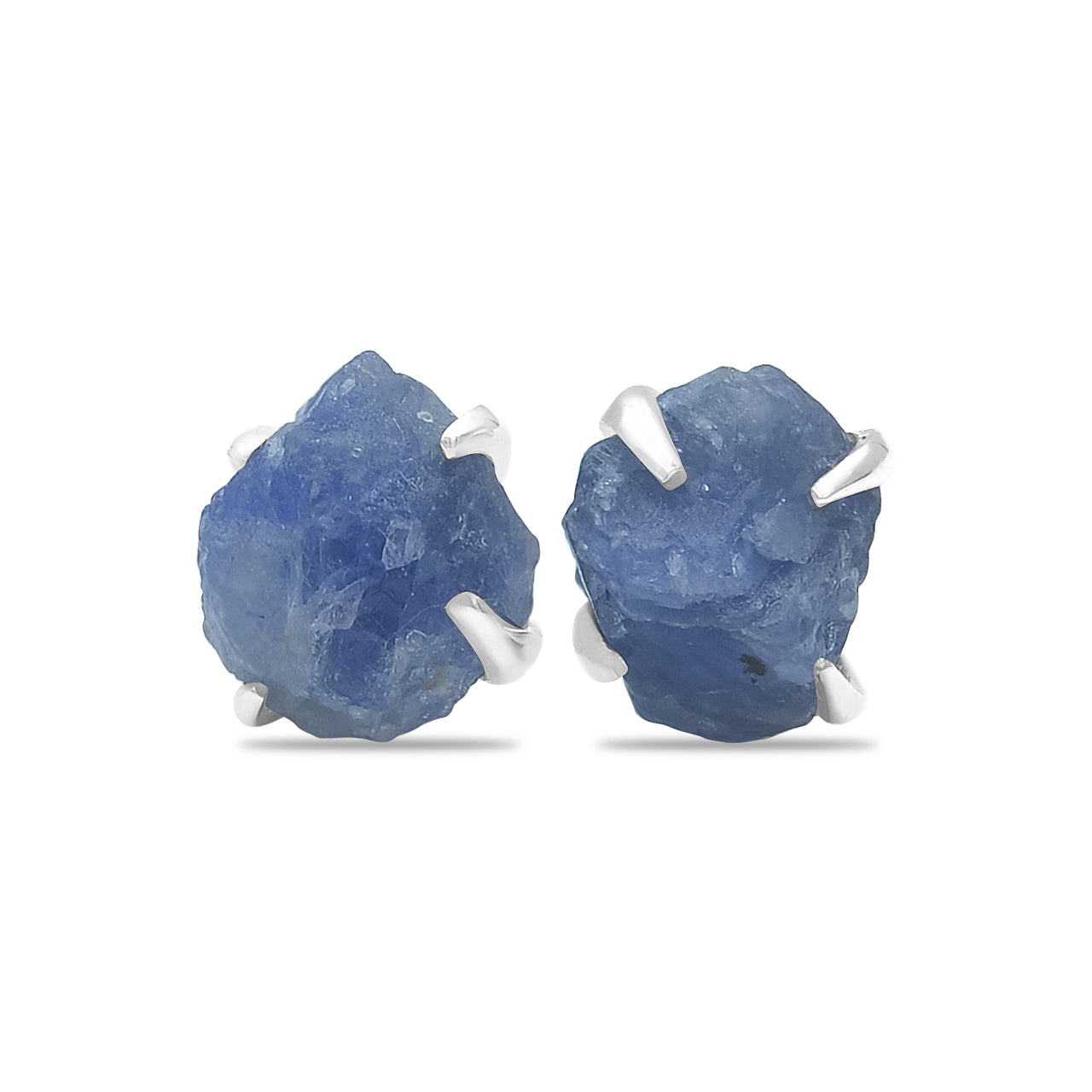 Starborn Rough Sapphire Post Earrings in Sterling Silver