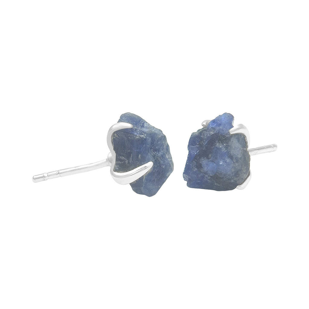 Starborn Rough Sapphire Post Earrings in Sterling Silver
