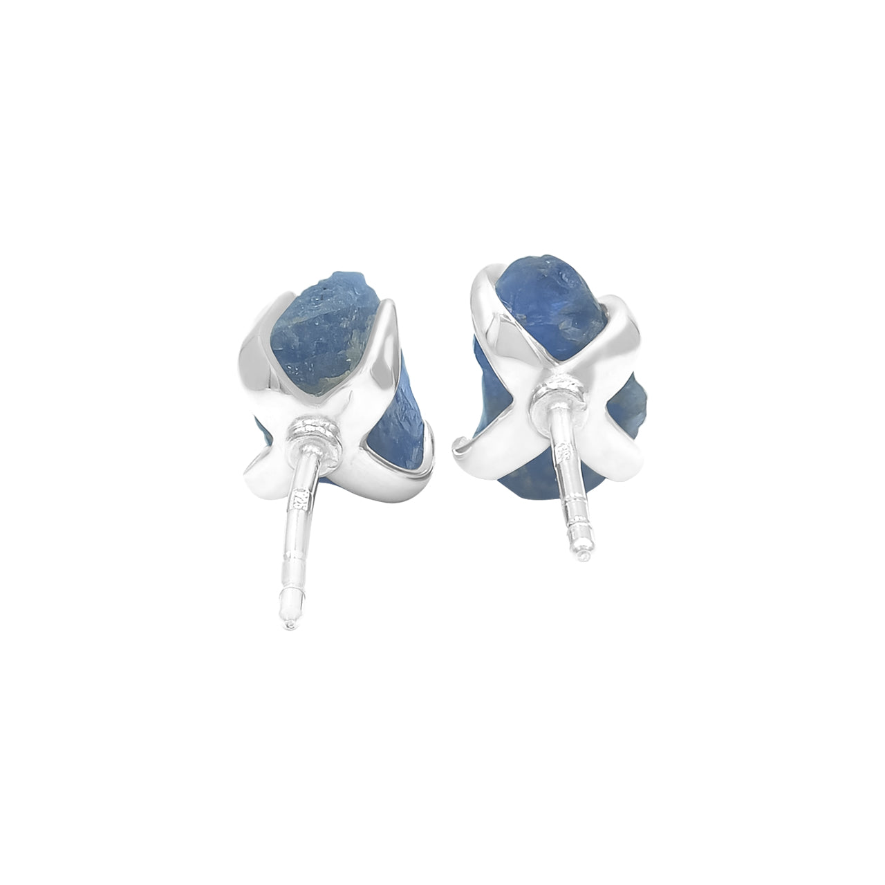 Starborn Rough Sapphire Post Earrings in Sterling Silver