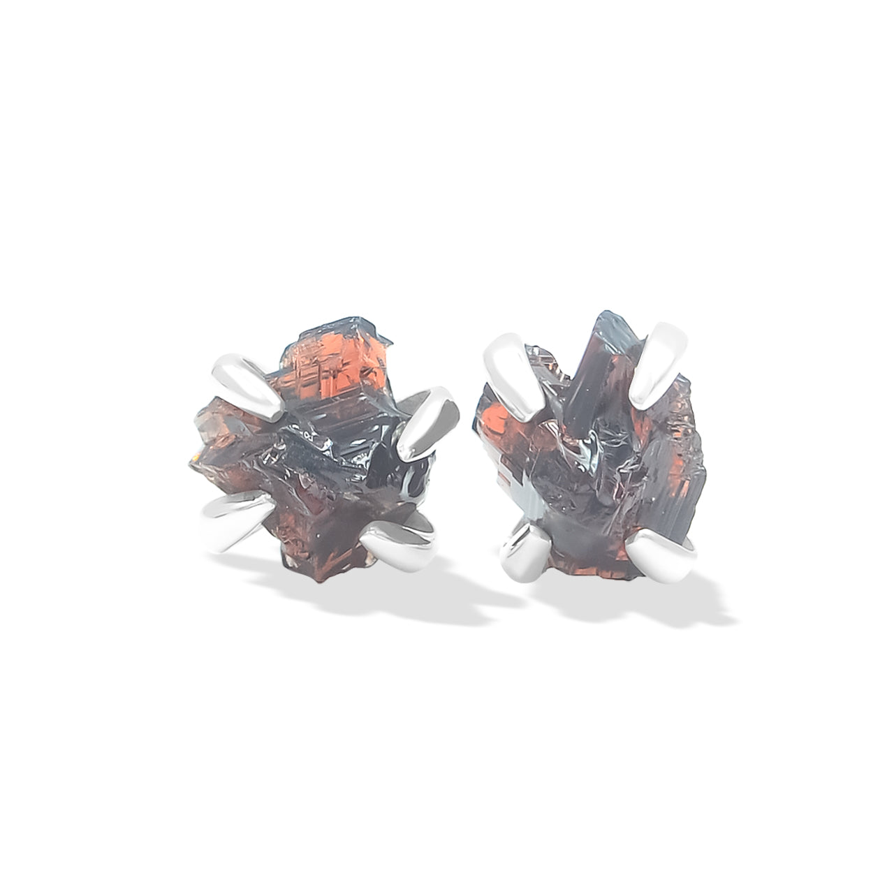 Starborn Spessartite Garnet Crystal Post Earring in Sterling Silver