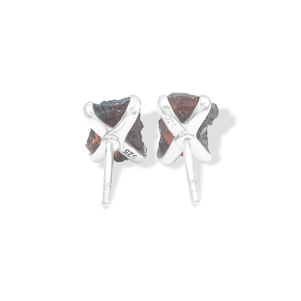 Starborn Spessartite Garnet Crystal Post Earring in Sterling Silver