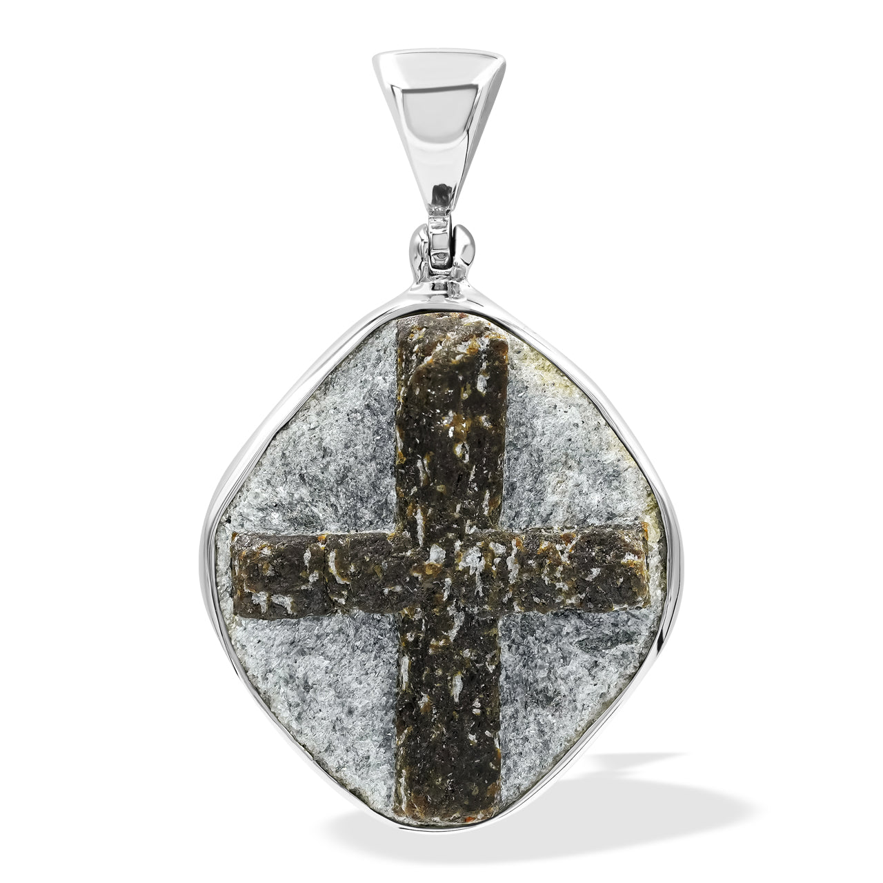Starborn Staurolite Cross Pendant in Sterling Silver