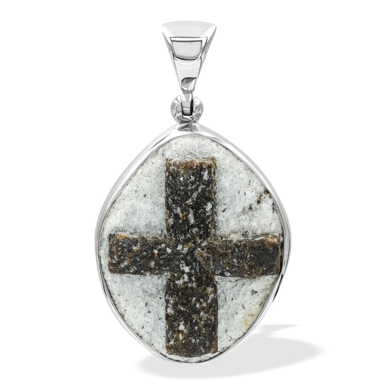Starborn Staurolite Cross Pendant in Sterling Silver