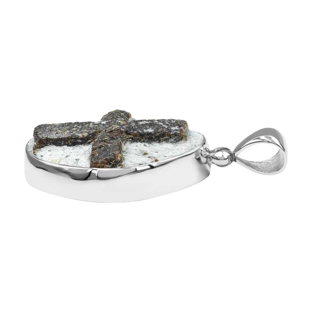 Starborn Staurolite Cross Pendant in Sterling Silver