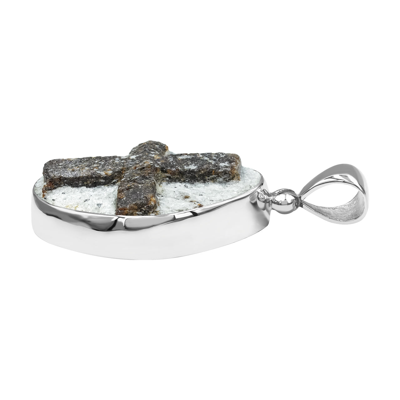 Starborn Staurolite Cross Pendant in Sterling Silver