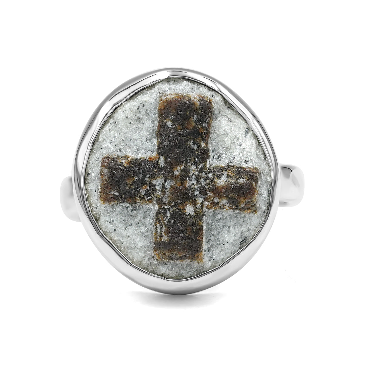 Starborn Staurolite Cross Pattern Ring in Sterling Silver
