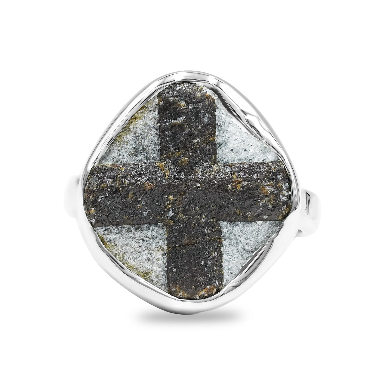 Starborn Staurolite Cross Pattern Ring in Sterling Silver