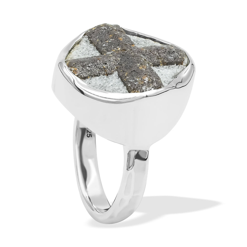 Starborn Staurolite Cross Pattern Ring in Sterling Silver