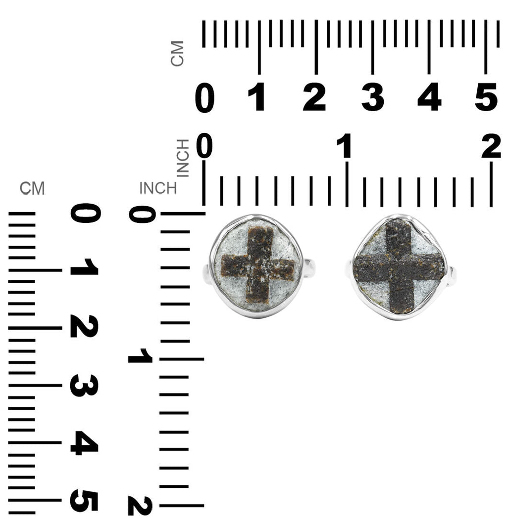 Starborn Staurolite Cross Pattern Ring in Sterling Silver