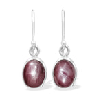 Starborn Star Ruby Oval Shaped Dangle Earring in Sterling Silver