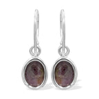 Starborn Star Ruby Oval Shaped Dangle Earring in Sterling Silver