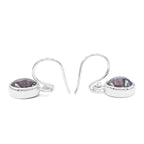 Starborn Star Ruby Oval Shaped Dangle Earring in Sterling Silver
