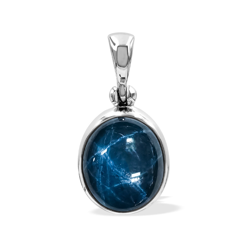 Starborn Star Sapphire Oval Pendant in Sterling Silver