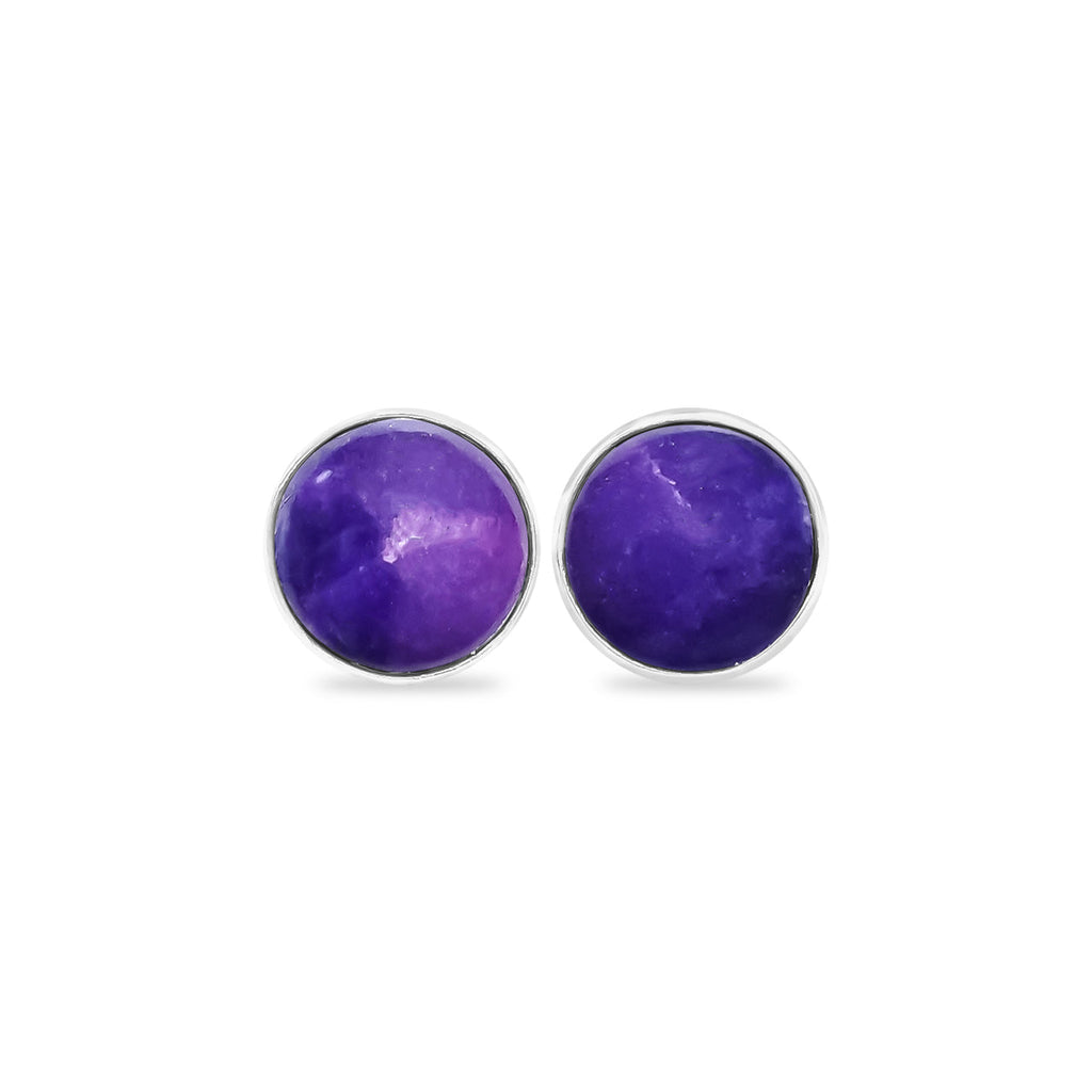 Starborn Round 7 mm Sugilite Post Style Earring in Sterling Silver