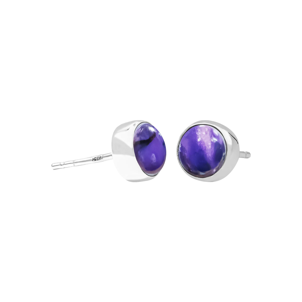 Starborn Round 7 mm Sugilite Post Style Earring in Sterling Silver