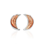 Starborn Gemstone Crescent Moon Post Style Earrings in Sterling Silver