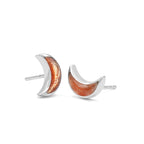 Starborn Gemstone Crescent Moon Post Style Earrings in Sterling Silver