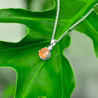 Starborn Round Faceted Sunstone Pendant in Sterling Silver