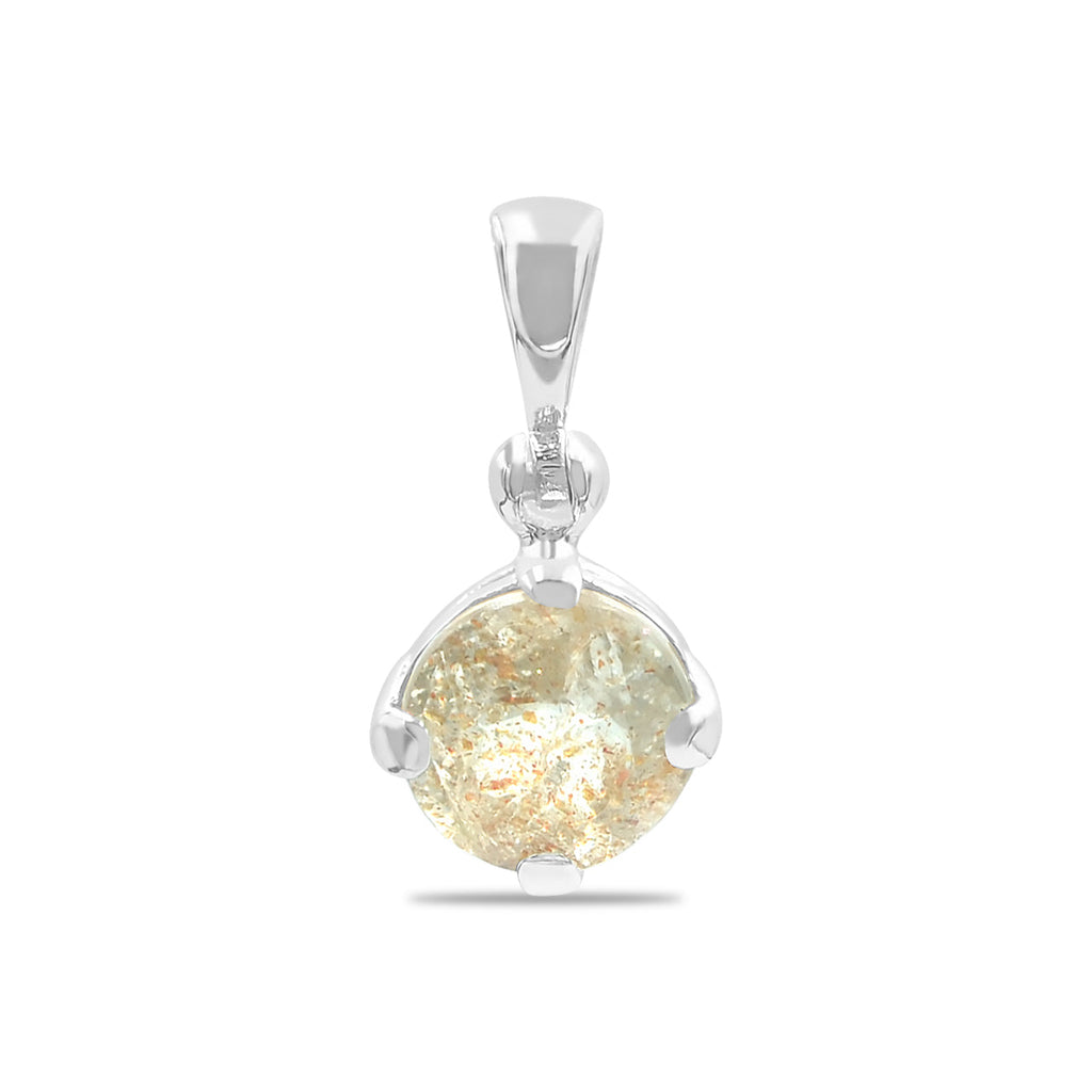 Starborn Round Faceted Sunstone Pendant in Sterling Silver