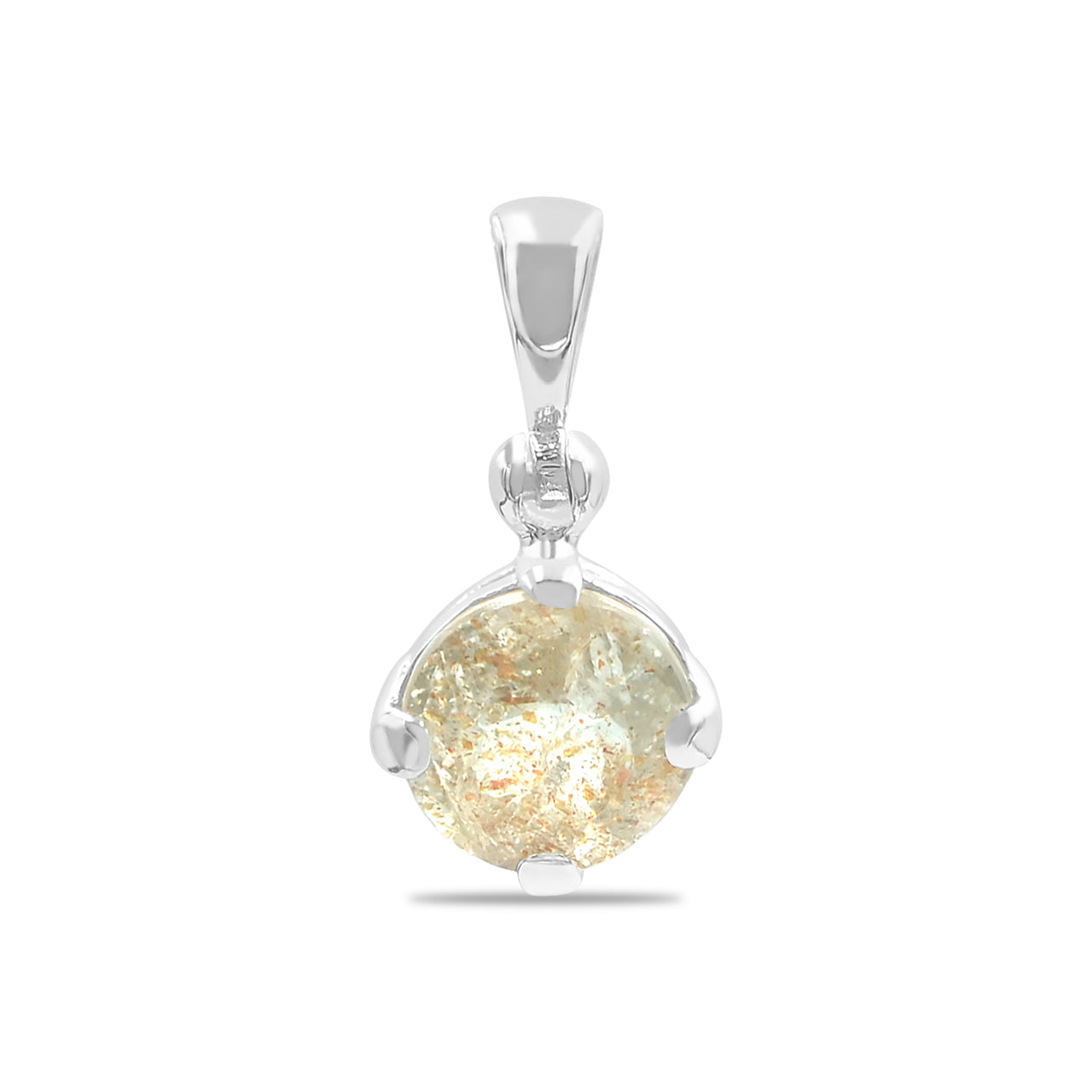 Starborn Round Faceted Sunstone Pendant in Sterling Silver