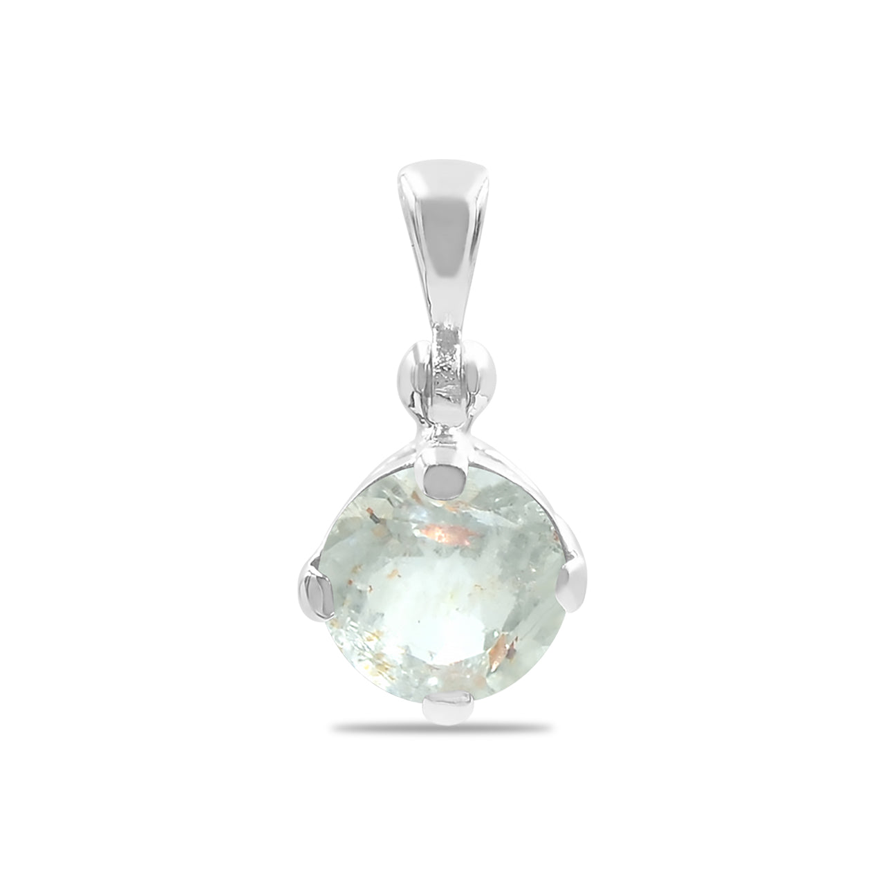 Starborn Round Faceted Sunstone Pendant in Sterling Silver
