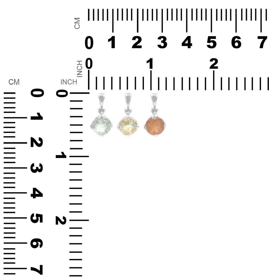 Starborn Round Faceted Sunstone Pendant in Sterling Silver