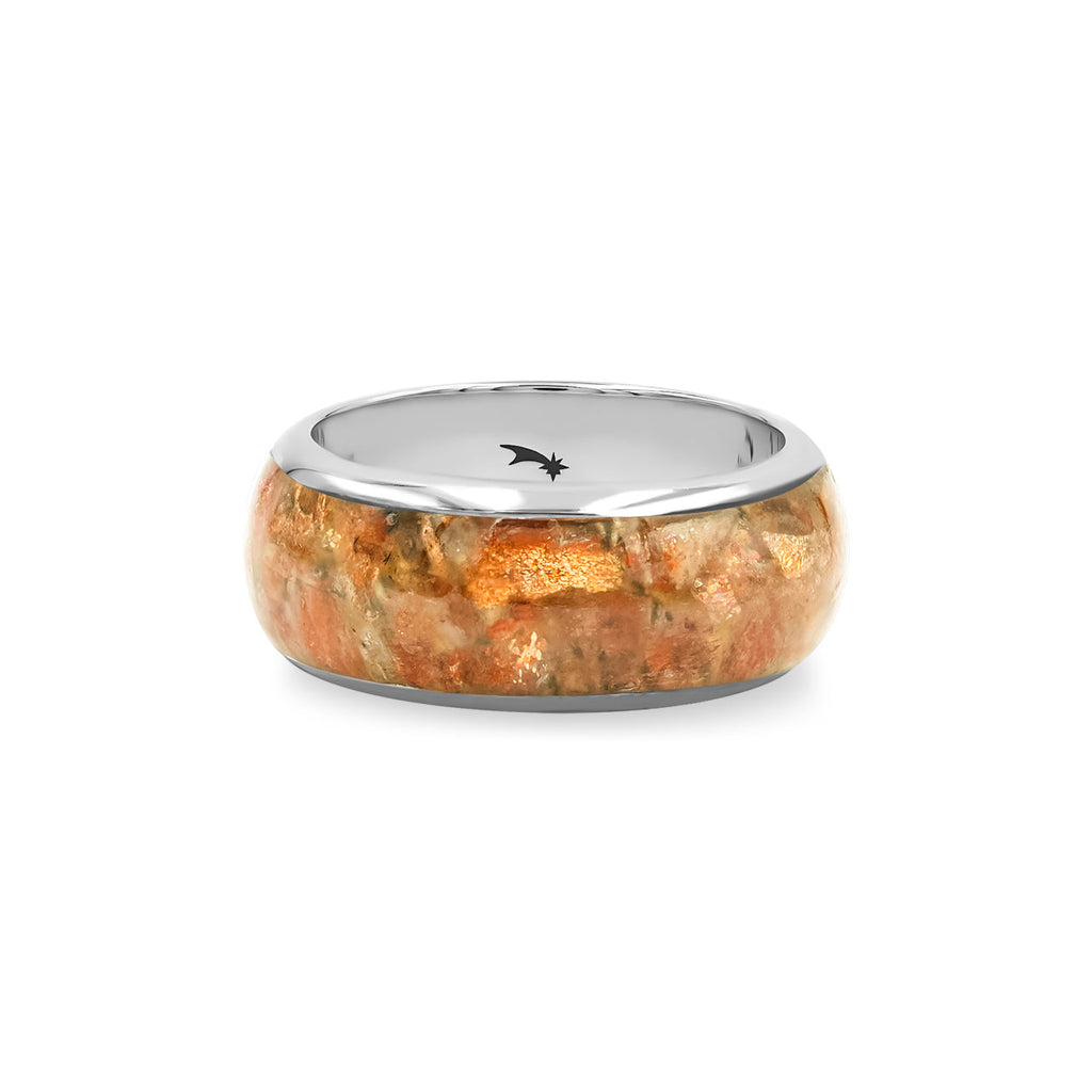 Starborn Sunstone One Field Inlay Ring in Sterling Silver