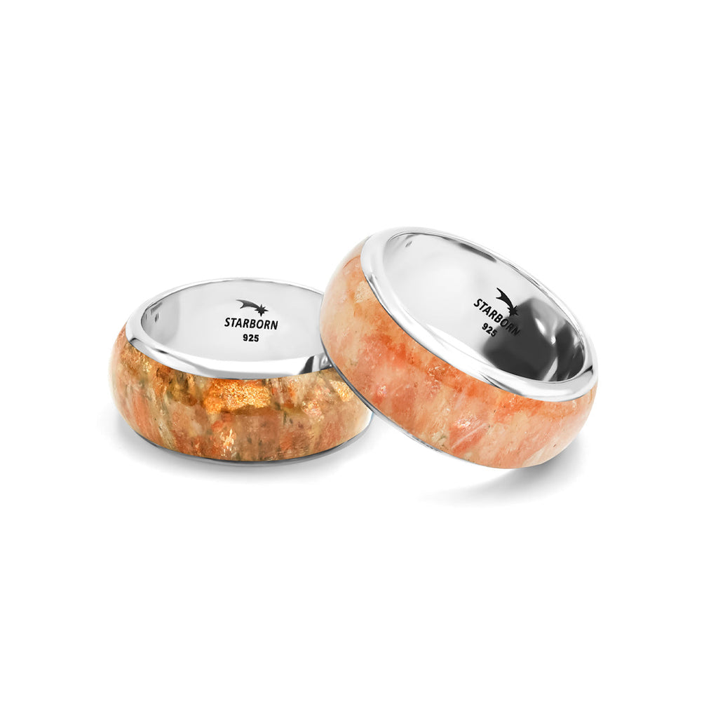 Starborn Sunstone One Field Inlay Ring in Sterling Silver