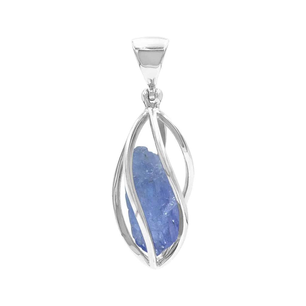 Starborn Tanzanite Pointed Bottom Spiral Cage Pendant in Sterling Silver