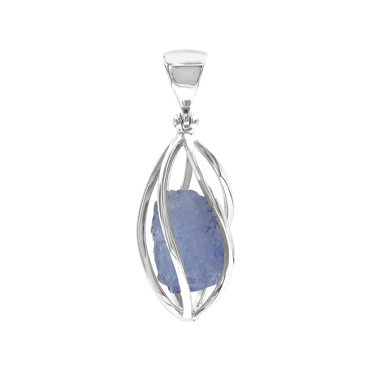 Starborn Tanzanite Pointed Bottom Spiral Cage Pendant in Sterling Silver