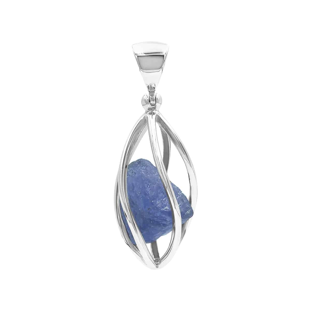 Starborn Tanzanite Pointed Bottom Spiral Cage Pendant in Sterling Silver