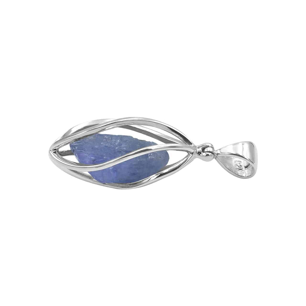 Starborn Tanzanite Pointed Bottom Spiral Cage Pendant in Sterling Silver