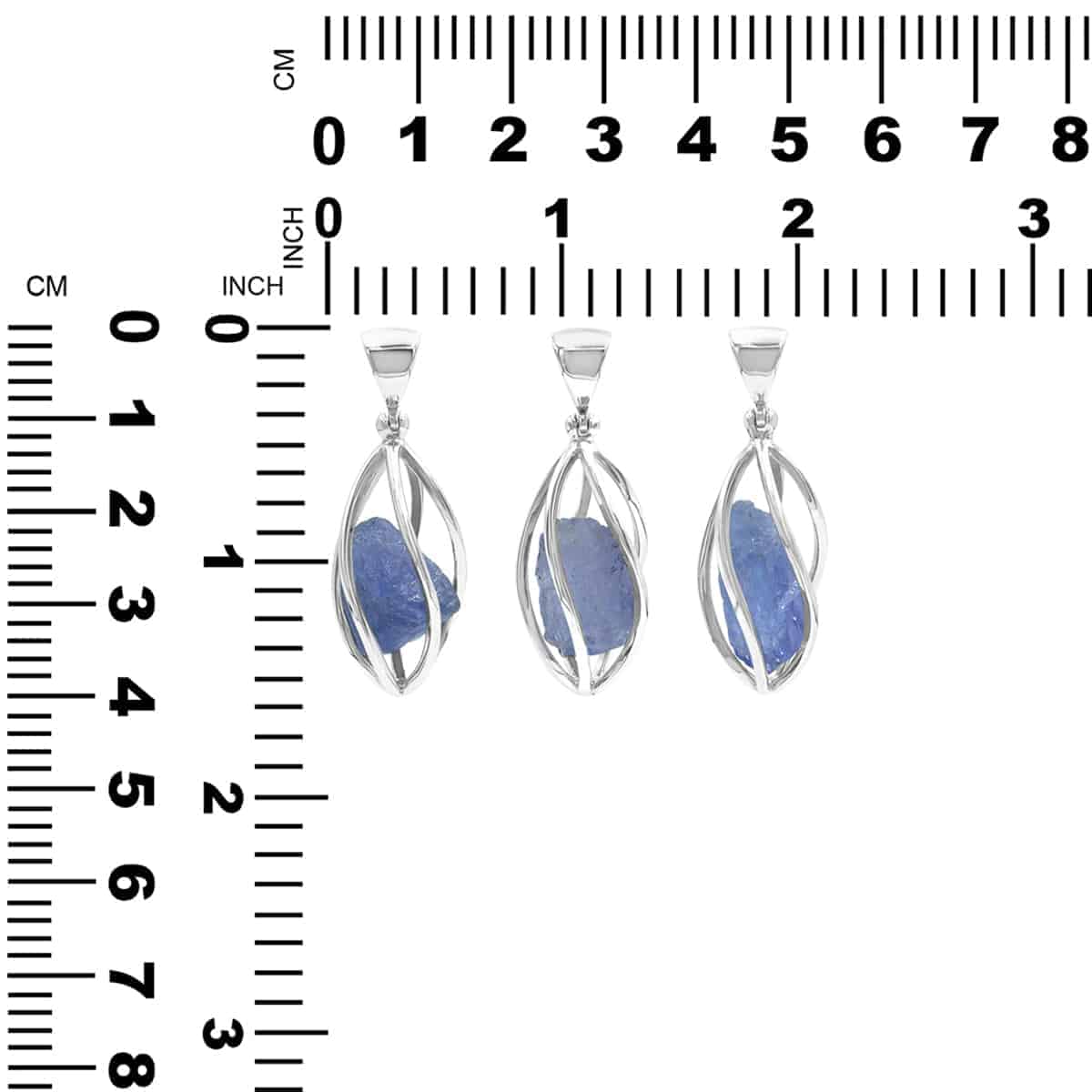 Starborn Tanzanite Pointed Bottom Spiral Cage Pendant in Sterling Silver