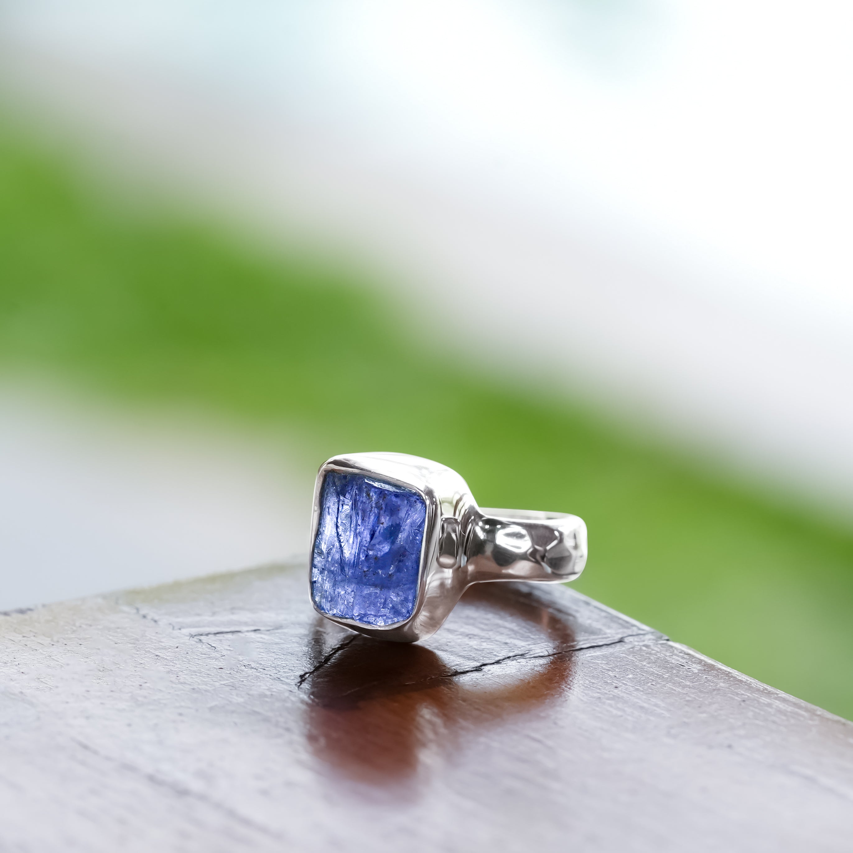 Starborn Tanzanite Bezeled Crystal Ring in Sterling Silver