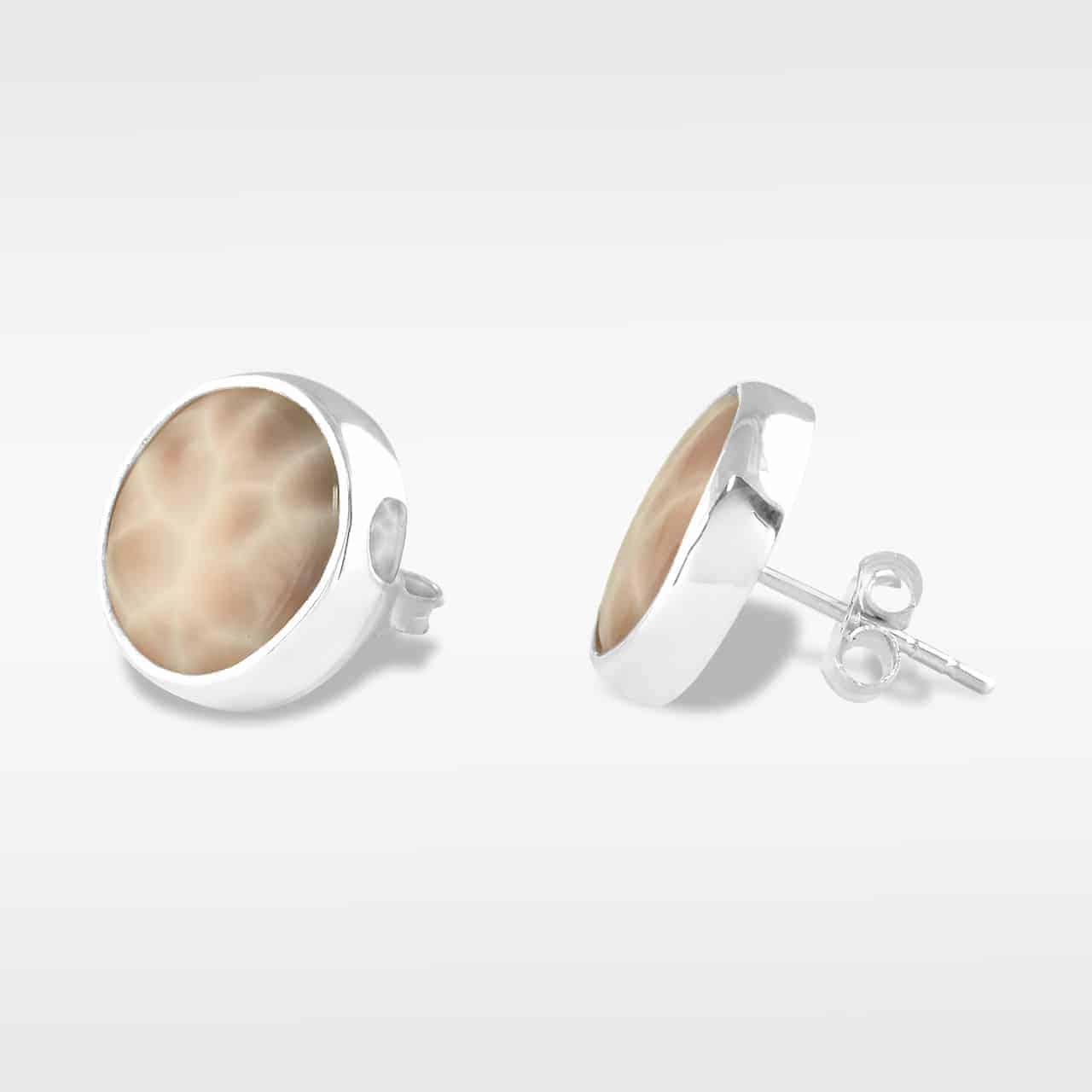 Starborn Pink Natrolite Post Earrings in Sterling Silver