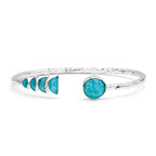 Starborn Open Bangle Bracelet with Moon Phase Gemstone Design in Sterling Silver