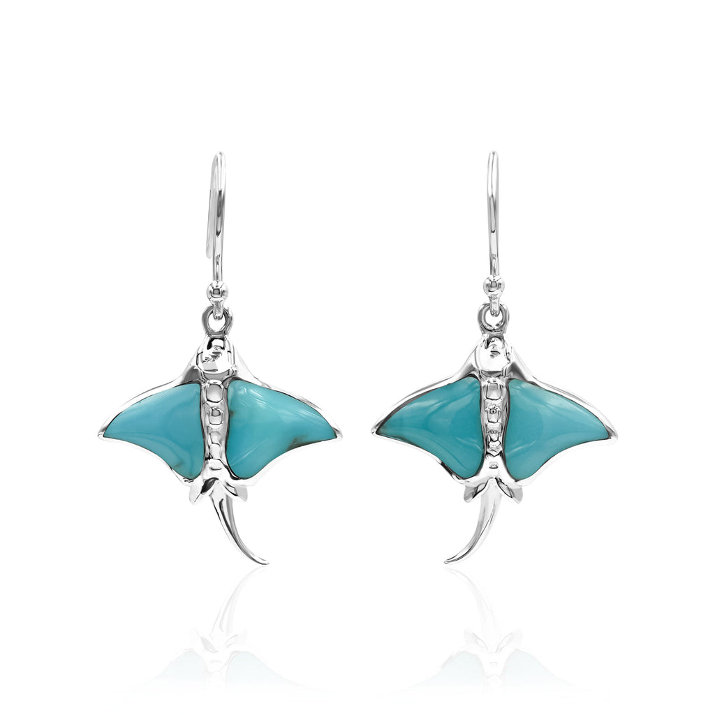 Starborn Gemstone Manta Ray Earrings in Sterling Silver