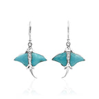 Starborn Gemstone Manta Ray Earrings in Sterling Silver