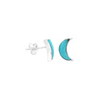 Starborn Gemstone Crescent Moon Post Style Earrings in Sterling Silver
