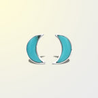 Starborn Gemstone Crescent Moon Post Style Earrings in Sterling Silver