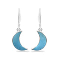 Starborn Turquoise Crescent Moon Drop Earrings in Sterling Silver
