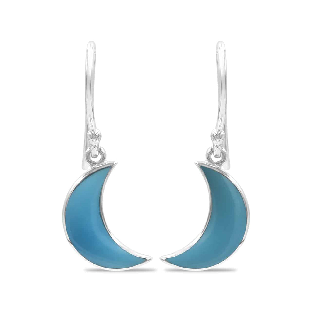 Starborn Turquoise Crescent Moon Drop Earrings in Sterling Silver