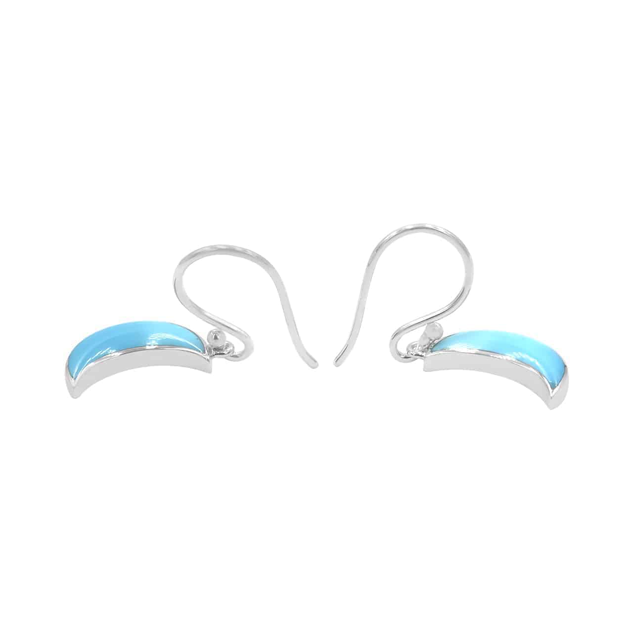 Starborn Turquoise Crescent Moon Drop Earrings in Sterling Silver