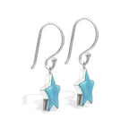 Starborn Turquoise Star Dangle Earrings in Sterling Silver