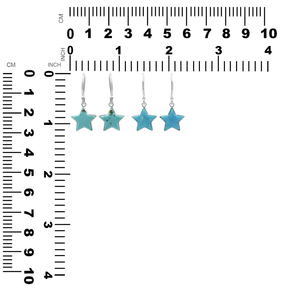 Starborn Turquoise Star Dangle Earrings in Sterling Silver