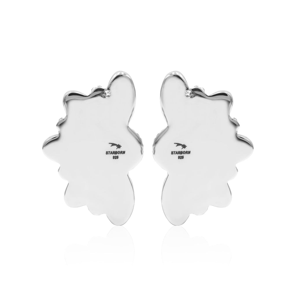 Starborn Campitos Turquoise Half Flower Post Earrings in Sterling Silver